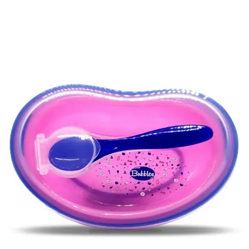 Bubbles | Baby Plate with Spoon and Cover Multicolor