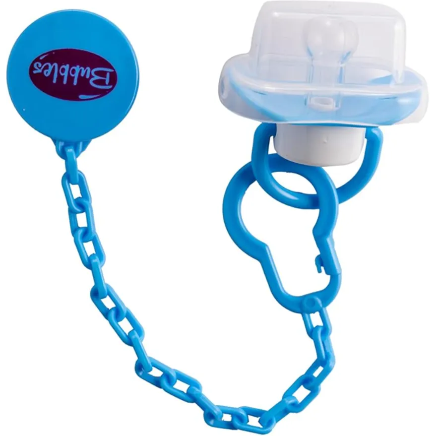 Bubbles | Pacifier Beveled with Chain Blue