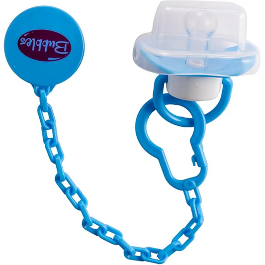 Bubbles | Pacifier Beveled with Chain Blue