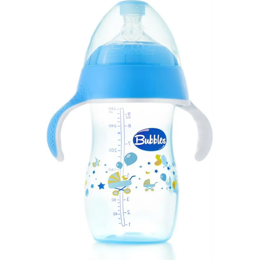 Bubbles | Natural Feeding Bottle with Hand Blue | 280ml