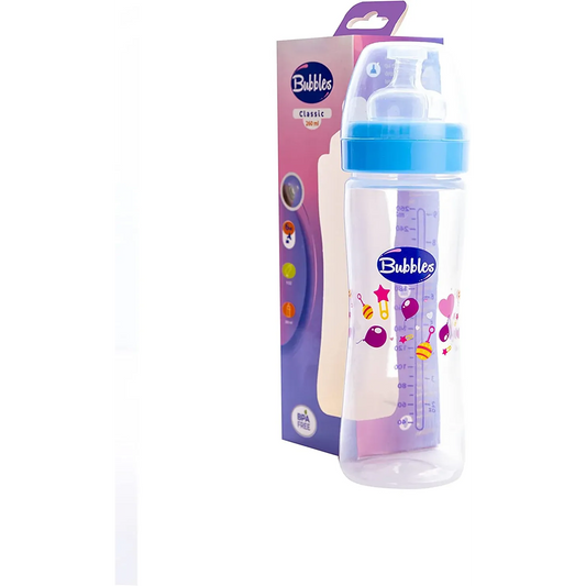 Bubbles | Classic Feeding Bottle without Handles Blue | 260ml