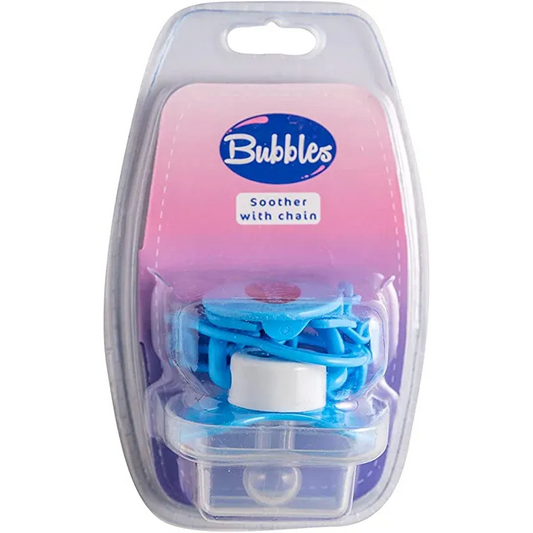 Bubbles | Soother with Chain Blue