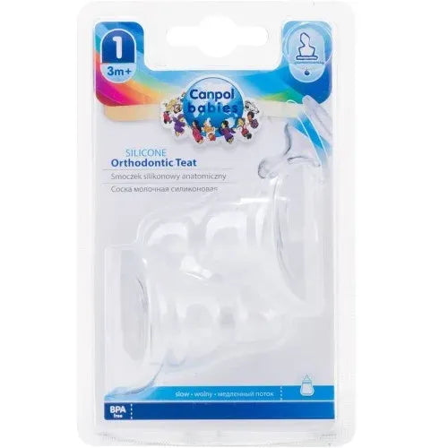 Canpol Babies | Orthodontic Slow Flow Silicone Teat +3M | 2 Pcs