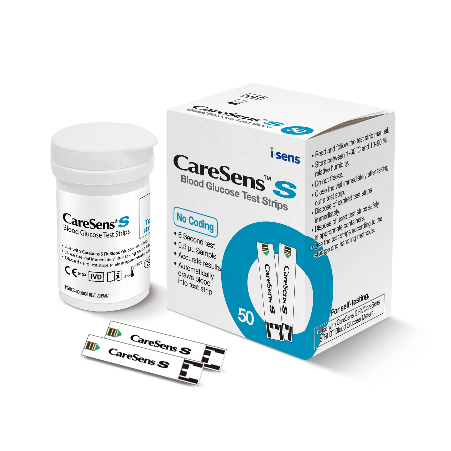 Caresens S | Blood Glucose Test Strips | 50 Strips