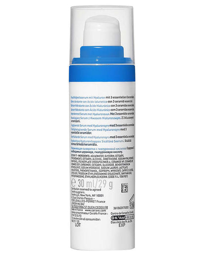 CeraVe Hydrating Hyaluronic Acid Serum 30ml back packaging