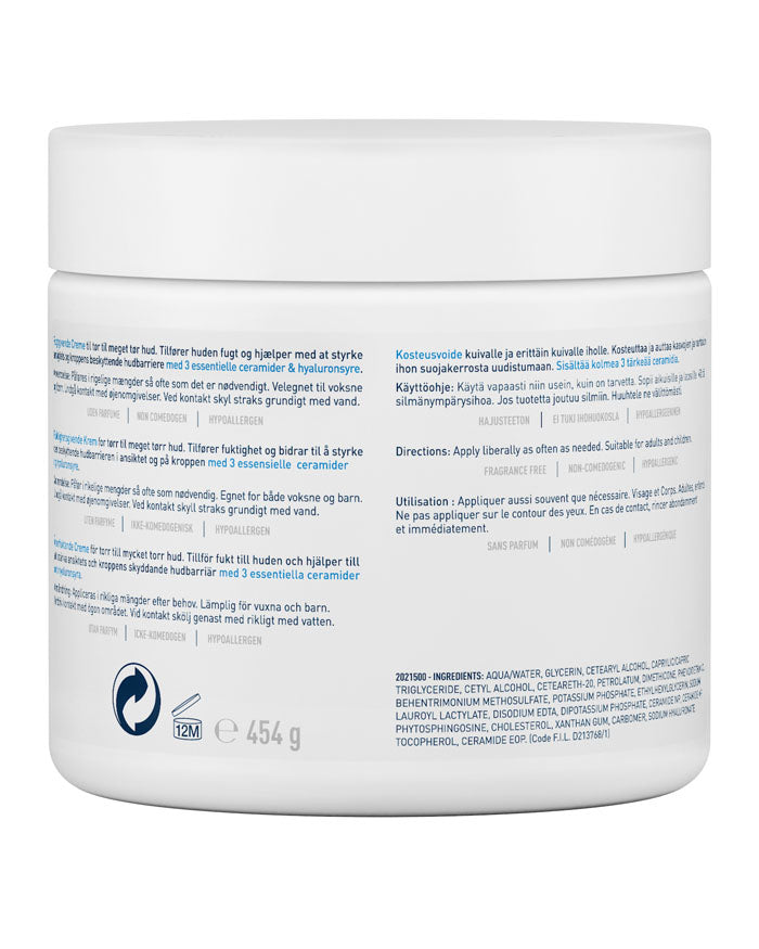 CeraVe Moisturizing Cream 454g back packaging
