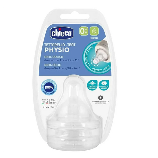 Chicco | Perfect 5 Silicone Slow Flow Teat +0M | 2 Pcs