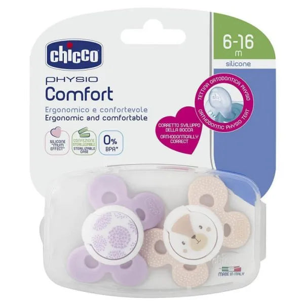 Chicco | Physio Silicone Pacifier 6-16m | 2 Pcs