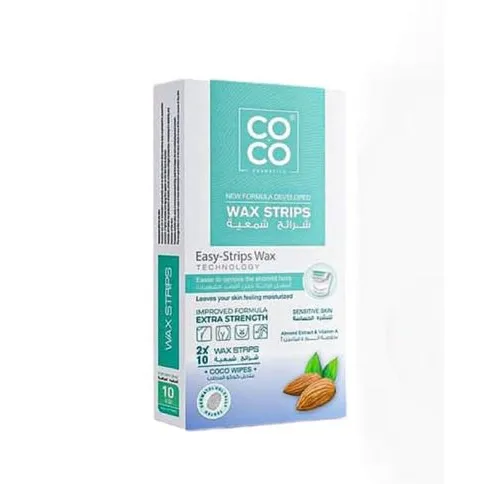 Coco Wax | Hair Removal Wax Strips with Almond Extract & Vitamin C | 10 Pcs