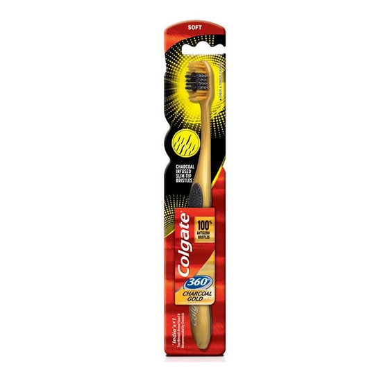 Colgate | 360 Degree Charcoal Gold Soft Bristles Toothbrush | 1 Pc