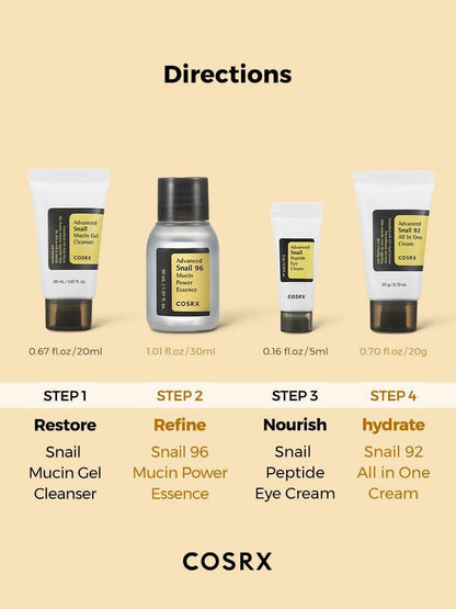 COSRX All About Snail Kit four-step routine benefits