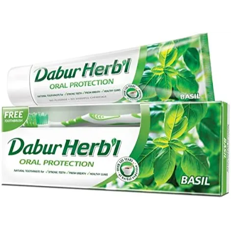 Dabur Herbal | Basil Natural Toothpaste 140gm + Toothbrush