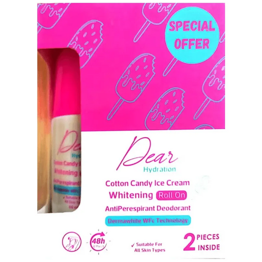Dear | Whitening Roll On Deodorant Cotton Candy Ice Cream Scent | 60ml (1+1 Free)