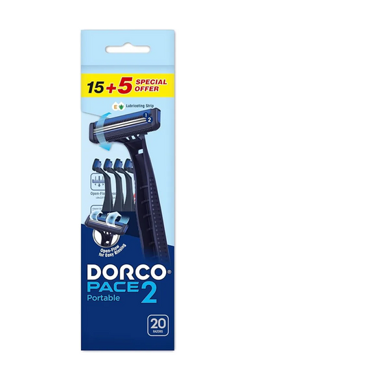 Dorco | Pace 2 Plus Men Disposable Razors |20 Count
