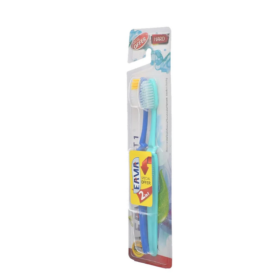 Eama | Margin Blue & Green Medium Toothbrush With Tongue Cleaner | 1 Pcs