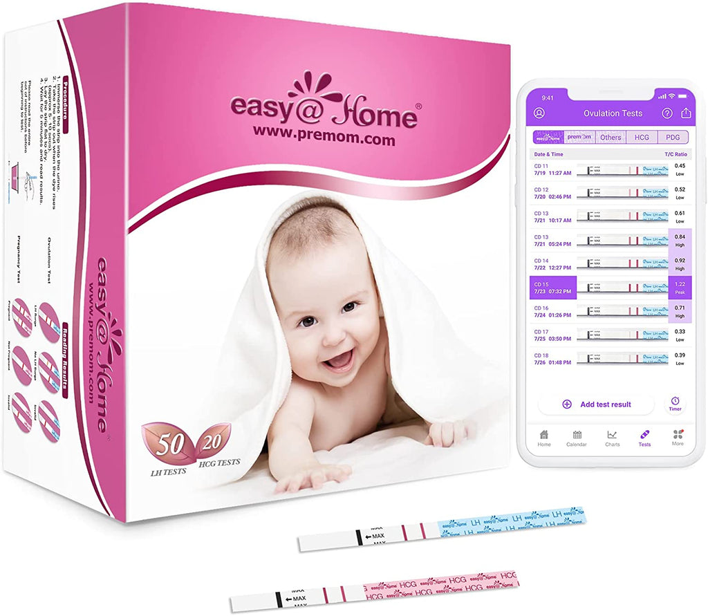 Easy@Home 50 ovulation and 20 pregnancy test strips combo kit