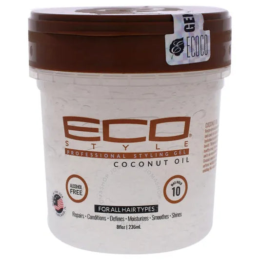 Eco Style | Hair Styling Gel With Coconut Oil Hold 10 For All Hair Types | 473ml