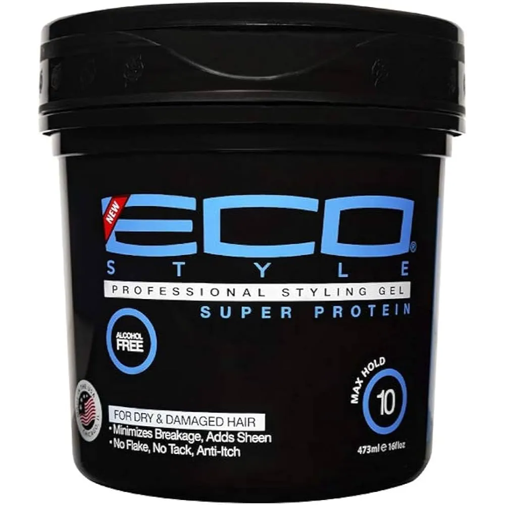 Eco Style | Max Hold Super Protein Professional Styling Gel For Dry & Damaged Hair | 473ml