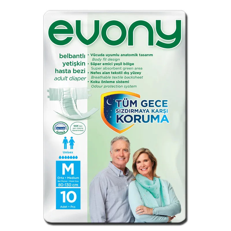 Evony | Medium Adult Diapers 80-130cm | 10 Per Pack