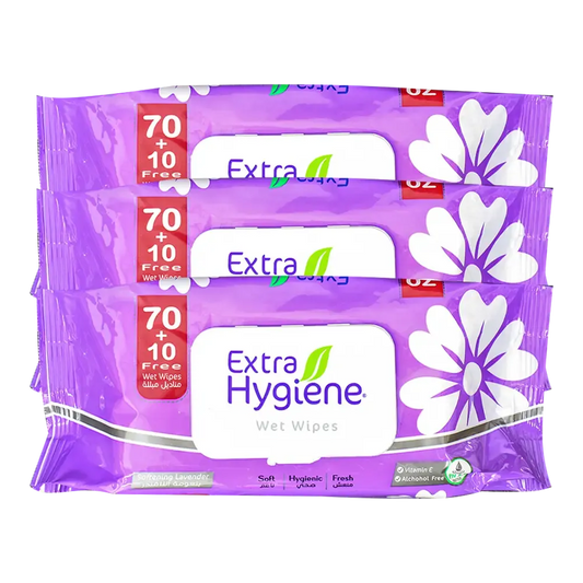 Extra Hygiene | Baby Wet Wipes with Softening Lavender | 70+10 Wipes