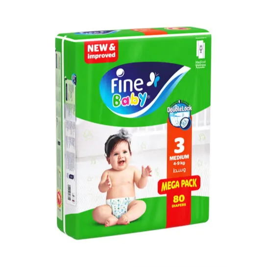 Fine Baby | Diapers Medium 4-9kgm Size 3 | 80 Pcs