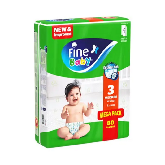 Fine Baby | Diapers Medium 4-9kgm Size 3 | 80 Pcs