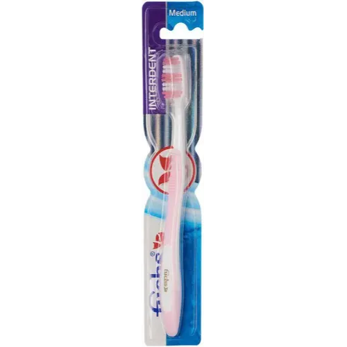 Fuchs | Interdent Toothbrush for Adults Medium Pink and White | 1 piece