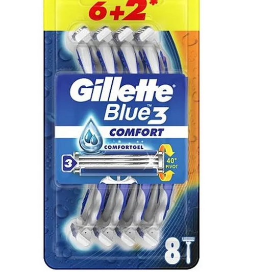 Gillette | Blue 3 Comfort Disposable Razor | 6+2 Pcs