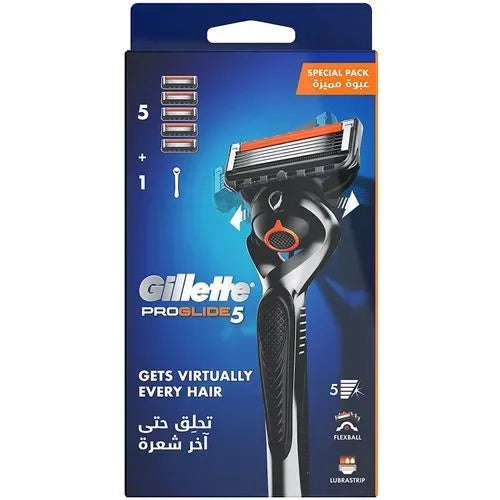 Gillette | ProGlide Razor Flexball Handle | Handle + 5 Blades
