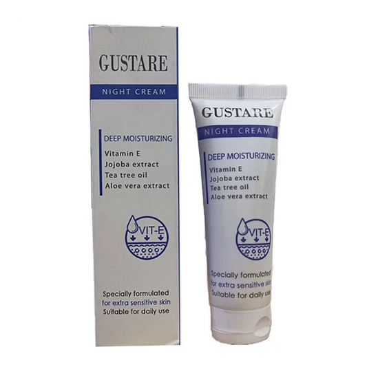 Gustare | Deep Moisturizing Facial Night Cream with Vitamin E, Jojoba Extract & Tea Tree Oil for Extra S | 50gm