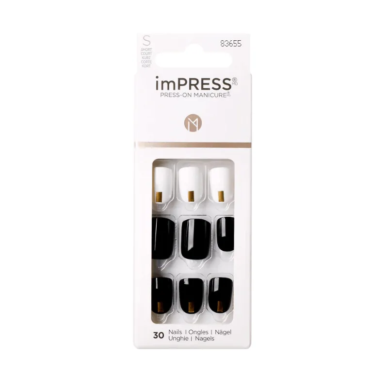 Kiss | ImPress Press-On Manicure Black & White Gel Nail Kit KIM004C | 30 Pcs