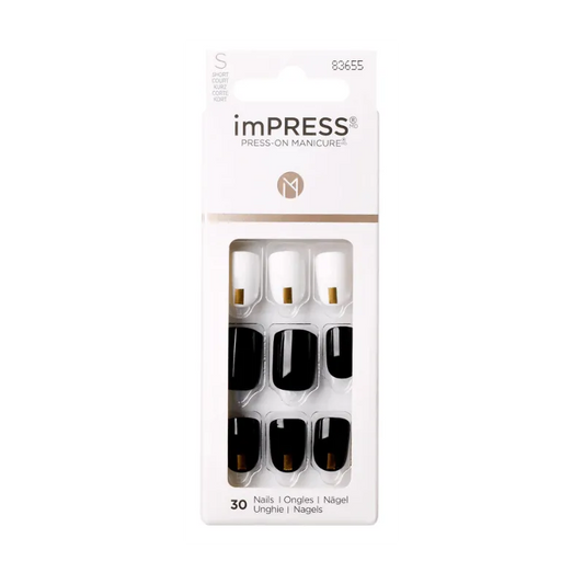 Kiss | ImPress Press-On Manicure Black & White Gel Nail Kit KIM004C | 30 Pcs