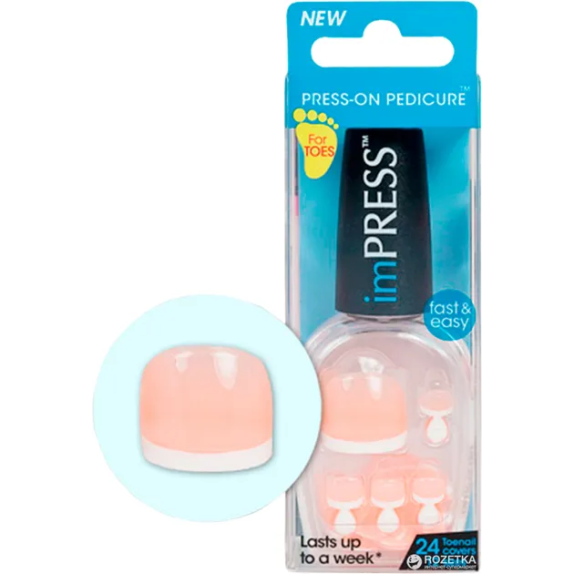 Impress | White Press-On Pedicure Nails | 24 Per Pack