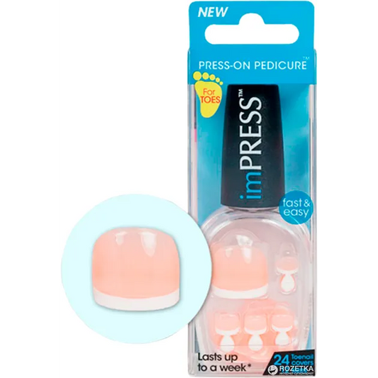 Impress | White Press-On Pedicure Nails | 24 Per Pack