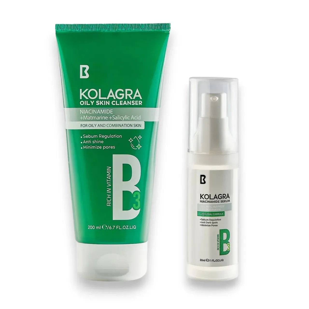 Kolagra | Oily Cleanser | 200ml + Kolagra | Niacinamide serum | 30ml