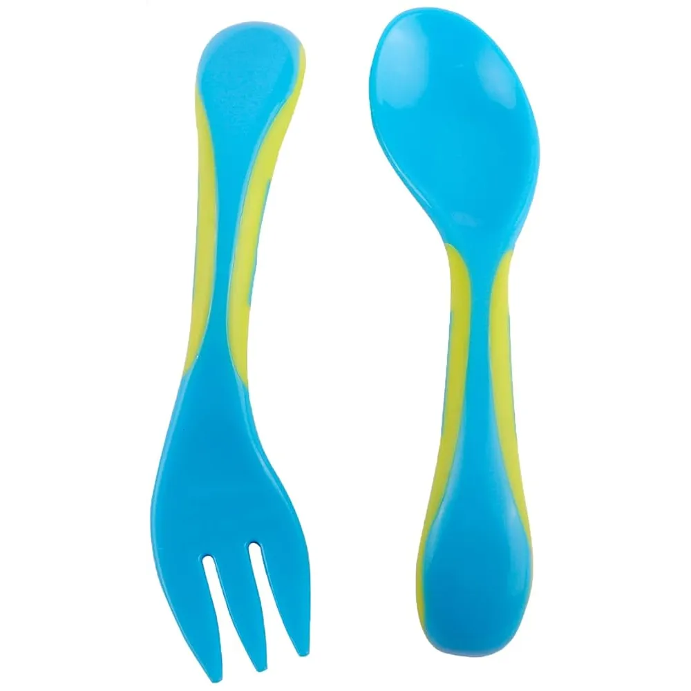 La Frutta | Blue & Green Soft Tip Spoon & Fork Set 4+ Months | 2 Pcs