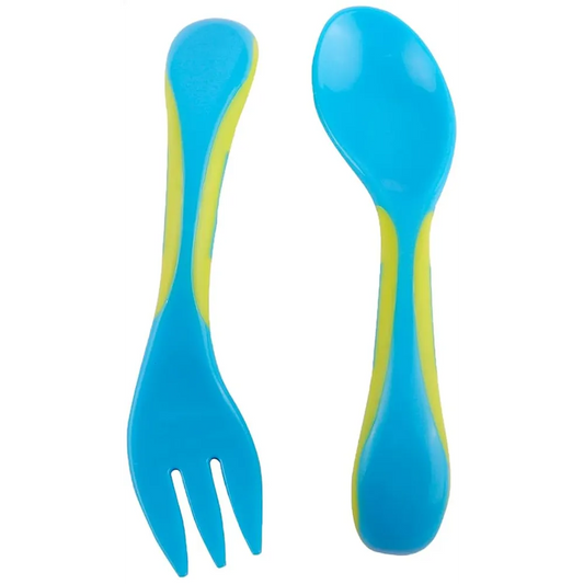 La Frutta | Blue & Green Soft Tip Spoon & Fork Set 4+ Months | 2 Pcs