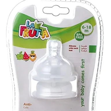 La Frutta | Anti-Colic Wide Neck Silicone Teat Large 6-18Months | 2 Pcs