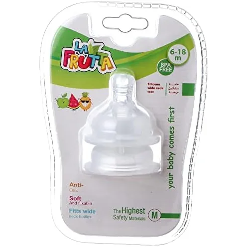 La Frutta | Anti-Colic Wide Neck Silicone Teat Medium 6-18Months | 2 Pcs