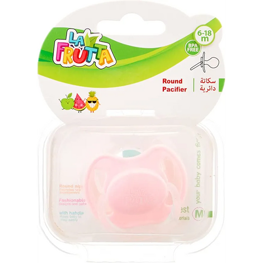 La Frutta | Printed Pacifier with Cover and Round Teat Pink and Clear 6 to18 Months | 1 Pc
