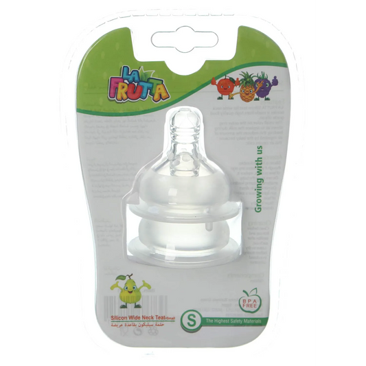 La Frutta | Anti-Colic Wide Neck Silicone Teat Size Small 0-6Months | 2 Pcs