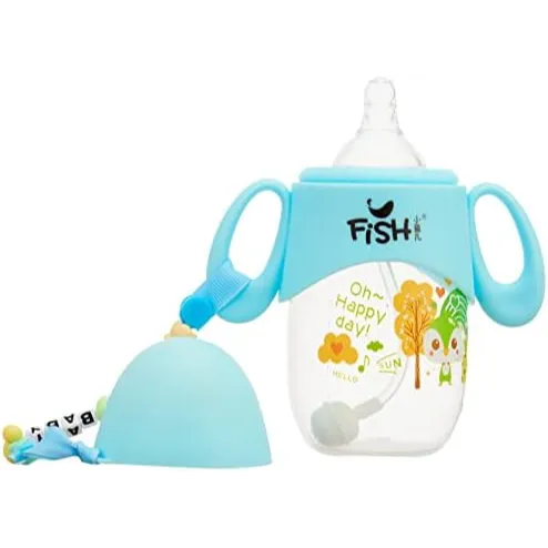Little Fish | Baby Bottle with Handles and Chain Blue | 210ml