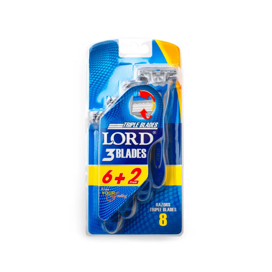 Lord | 3 Blades Disposable Razors 6 + 2 Pcs with Lubricant Strip