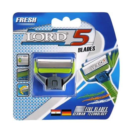 Lord | Fresh 1 Cartridge Blade with 5-Blade and Glide Strip with Aloe Vera in a Blister Pack