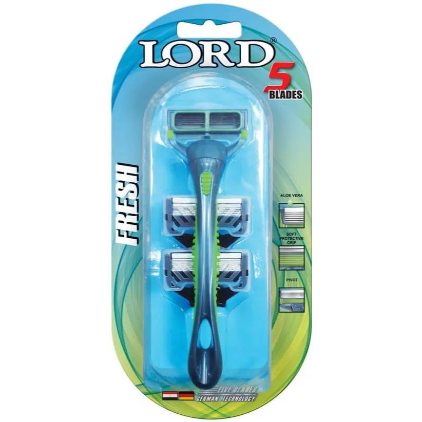 Lord | Fresh 5-Blade Shaving Razor with 2 Blade Refills Blue