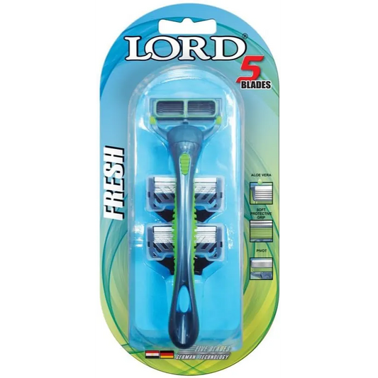 Lord | Fresh 5-Blade Shaving Razor with 2 Blade Refills Blue