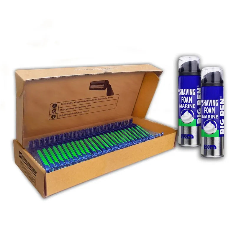 Lord | Twin Blades Disposable Razor 52 Pack with 2 Pcs Shaving Foam
