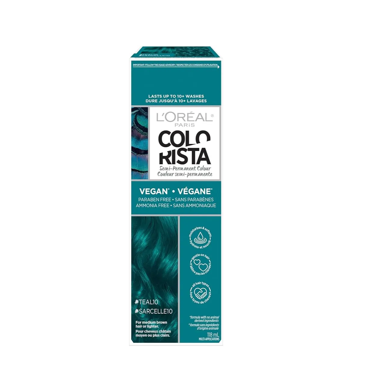 L'Oreal Paris | Teal Colorista Semi-Permanent Hair Colour For Brunette Hair | 180gm
