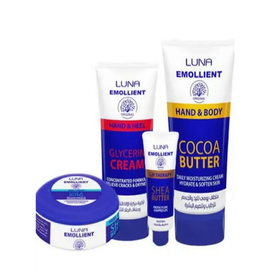 Luna Emollient | Hand&Body Coco Butter + Lip Therapy + Hand&Heel Glycerin Cream + Emollient Cream Shea Butter | 4 Pcs