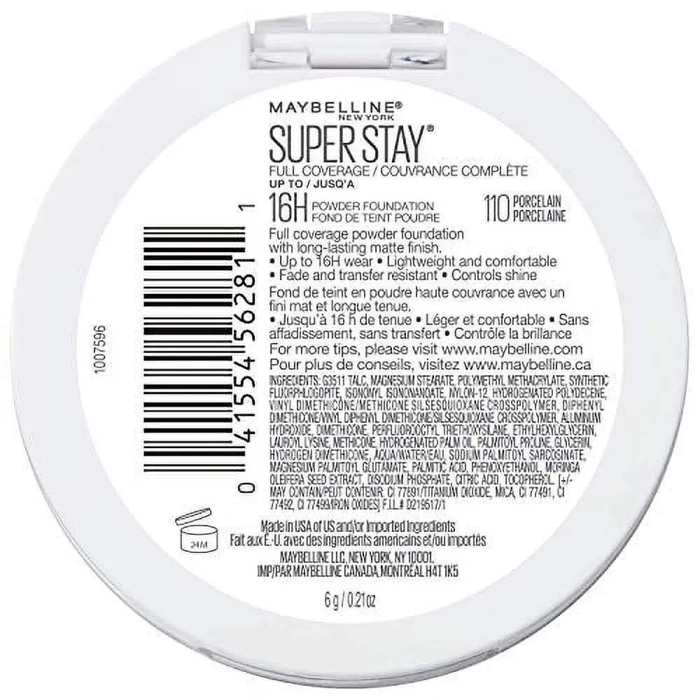 Maybelline | Superstay Full Coverage Powder Porcelain No 110 | 6gm